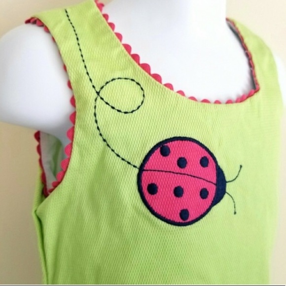 HARTSTRINGS Ladybug Jumper Dress in Apple Green Girl’s Size 5 - Picture 4 of 8